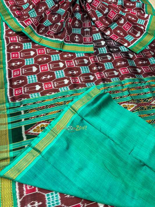 Contemporary tribal checks khandua pure silk saree