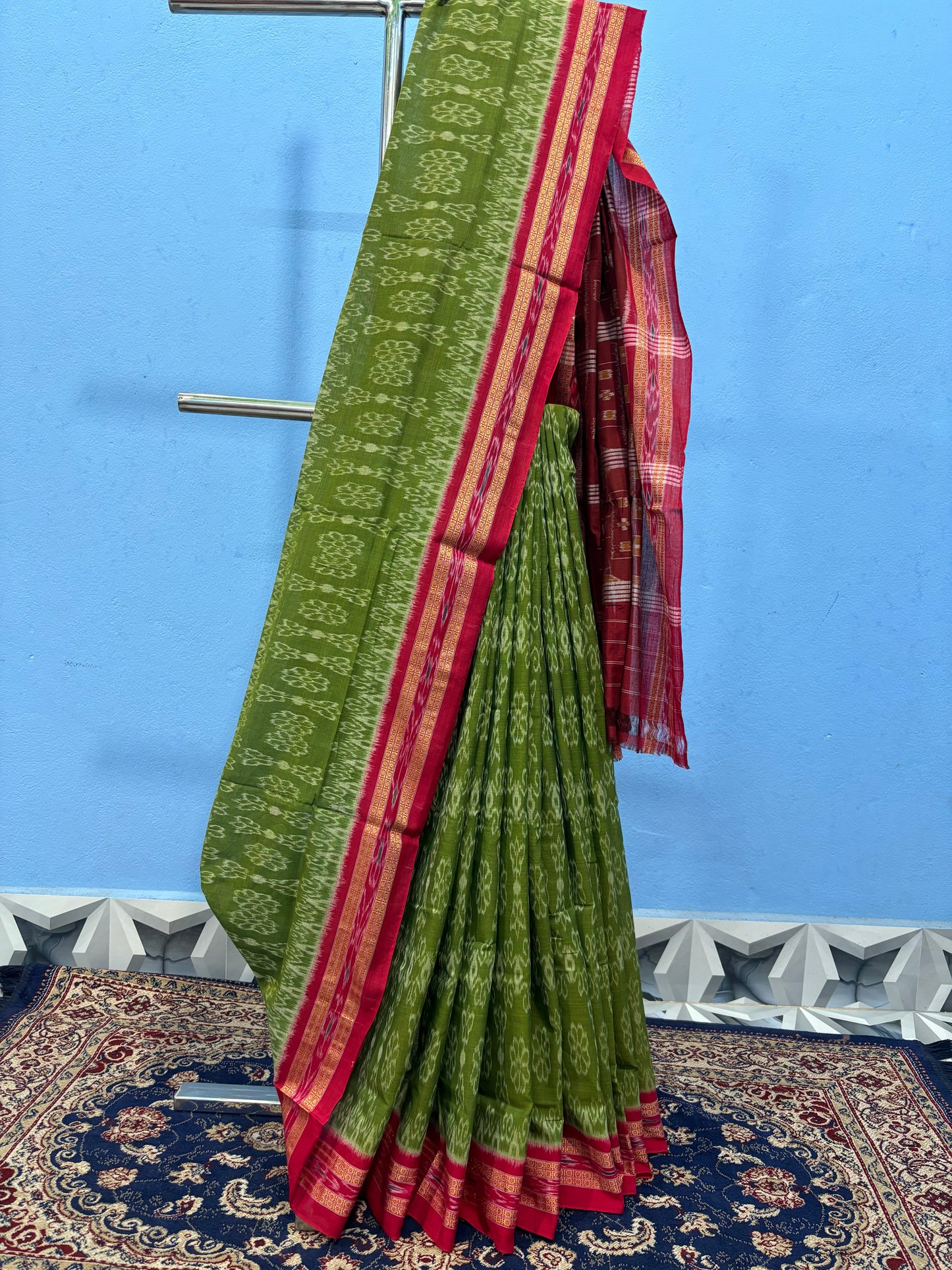 Exclusive mehendi green dali khandua cotton saree