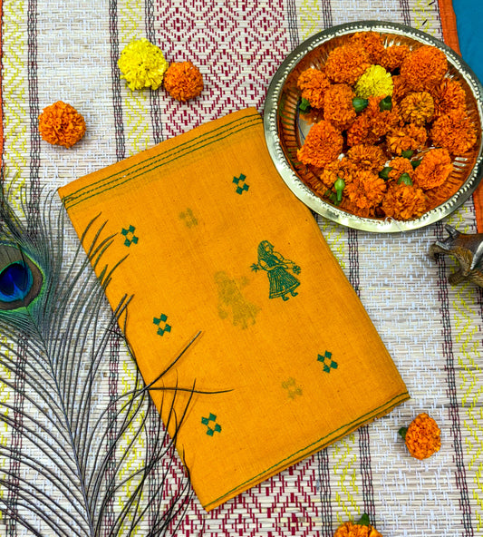 Pure cotton 3 unstitched suit set
Green with yellow