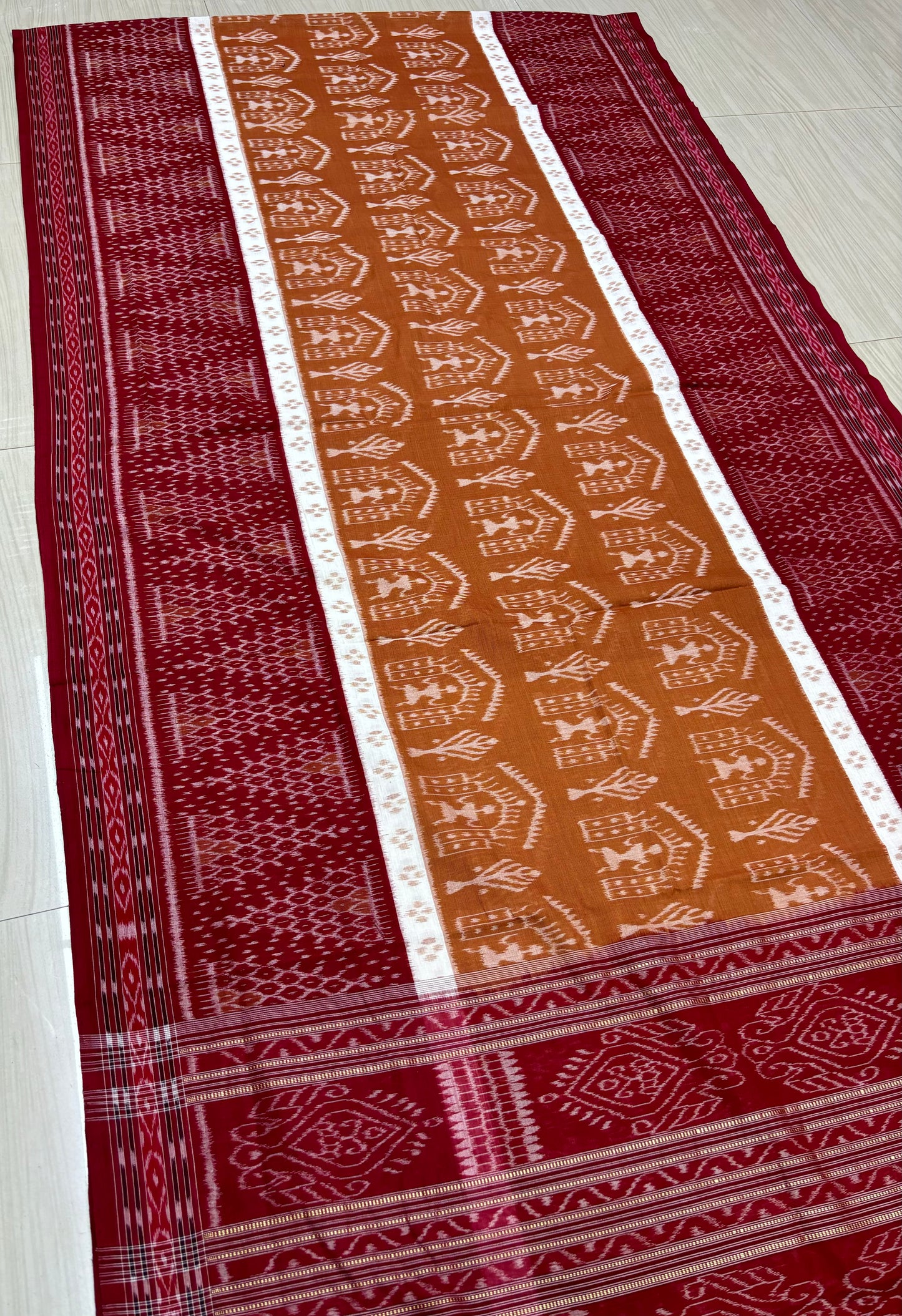Brown with Meroon cotton saree