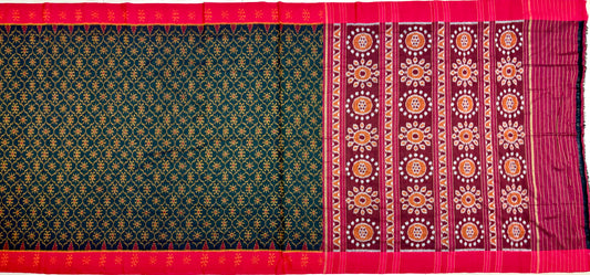 Black with red body chain khandua cotton saree