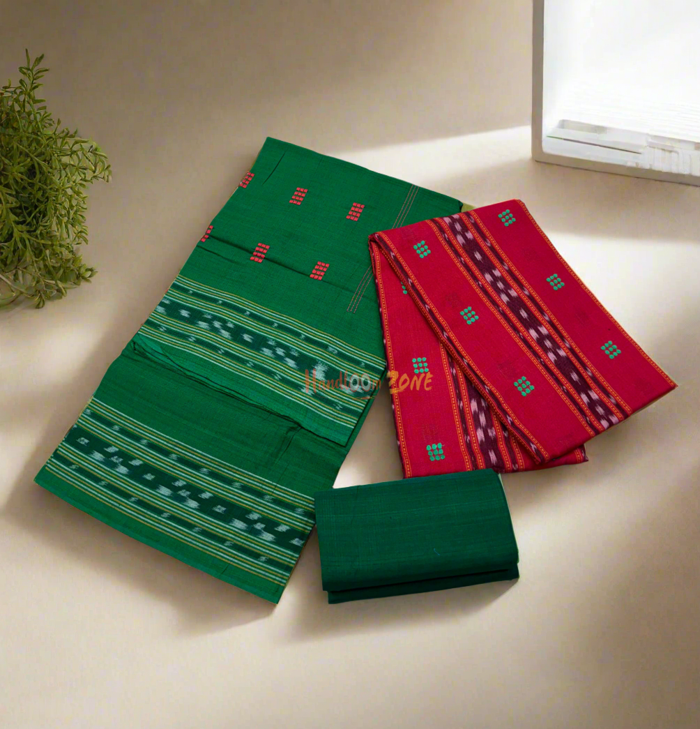 Red with green ikat shalwar sut set
