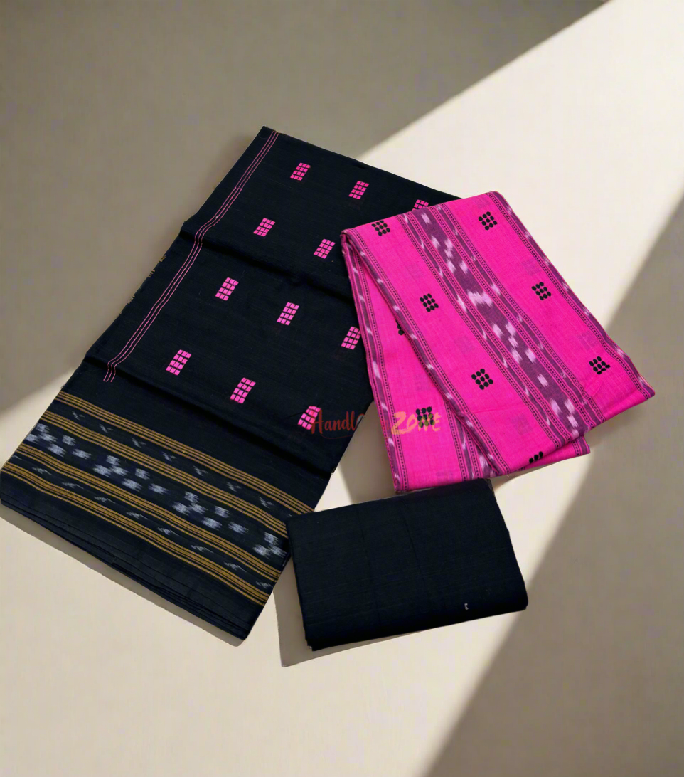 Pink with black ikat shalwar suit set