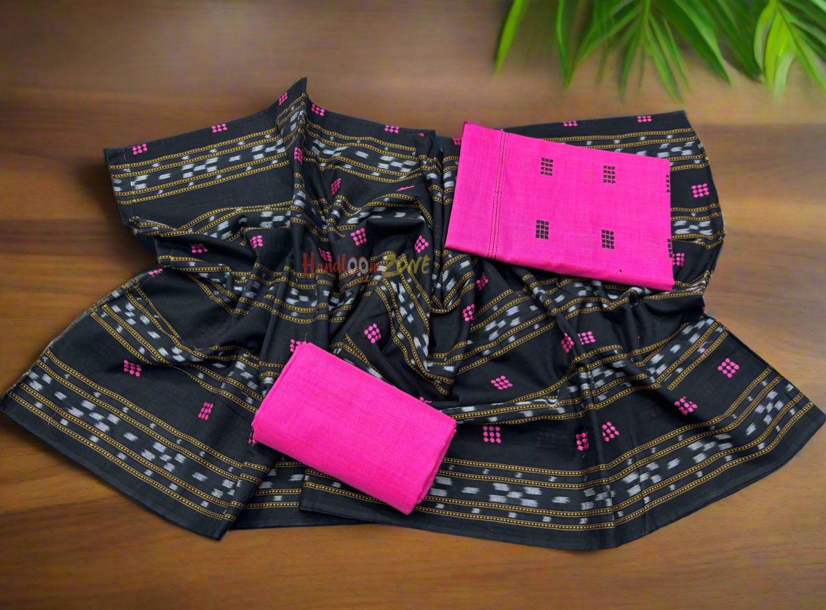 Black with pink ikat shalwar suit set