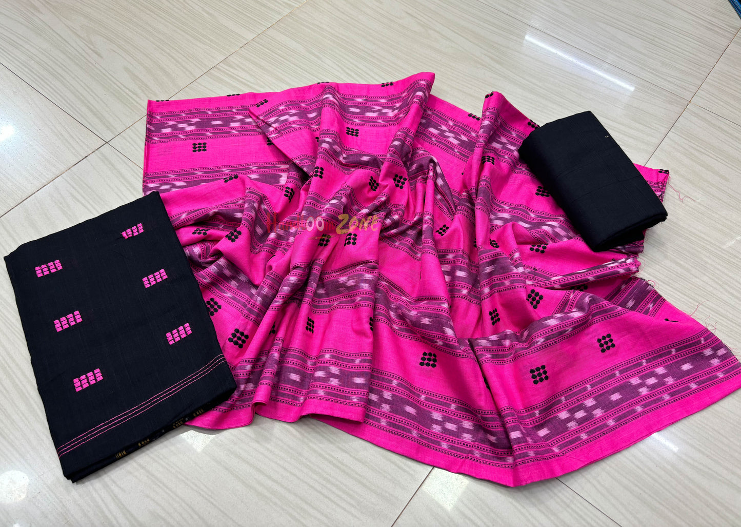 Pink with black ikat shalwar suit set