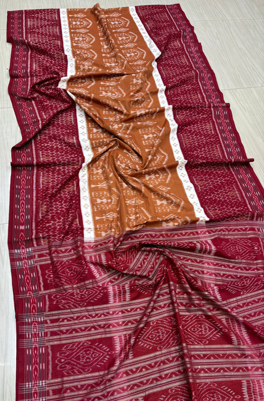 Brown with Meroon cotton saree