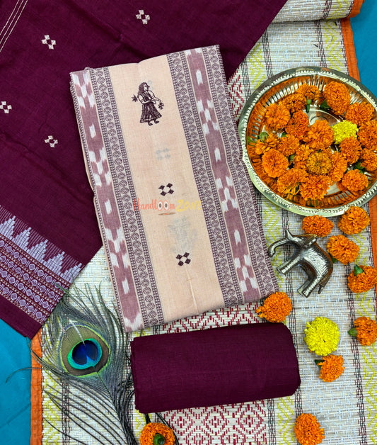 Pure cotton body doll unstitched 3 salwar suits set