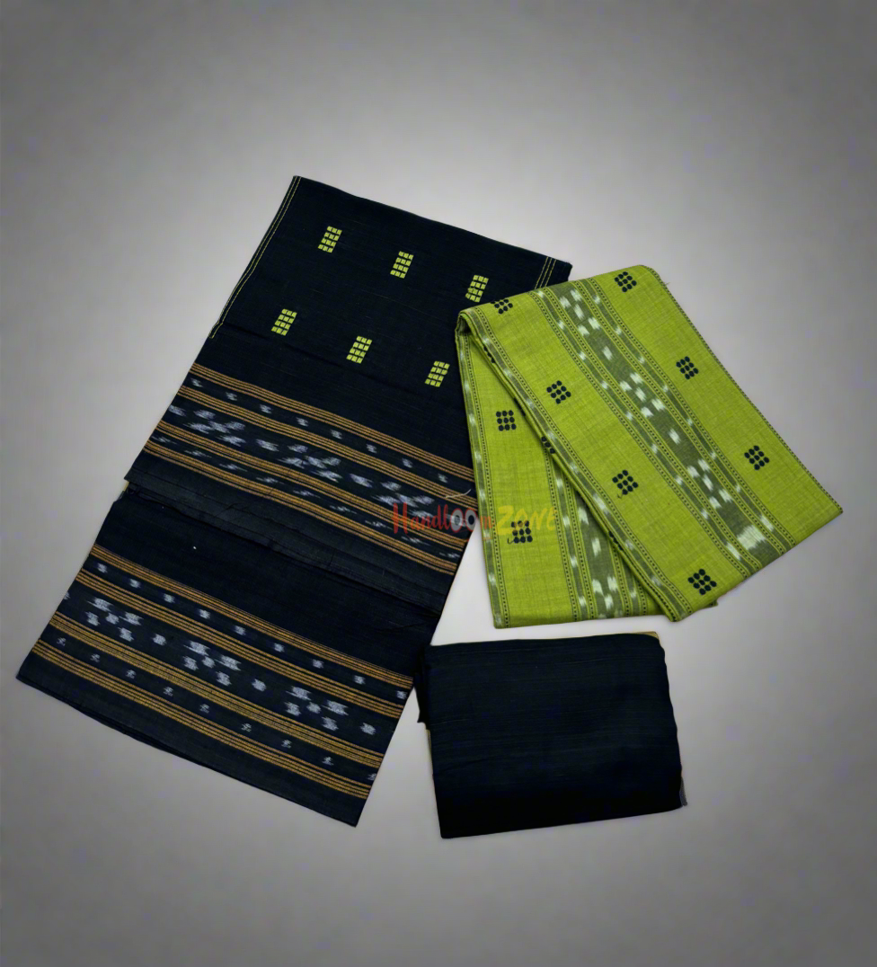 Mehendi green with black ikat shalwar suit set