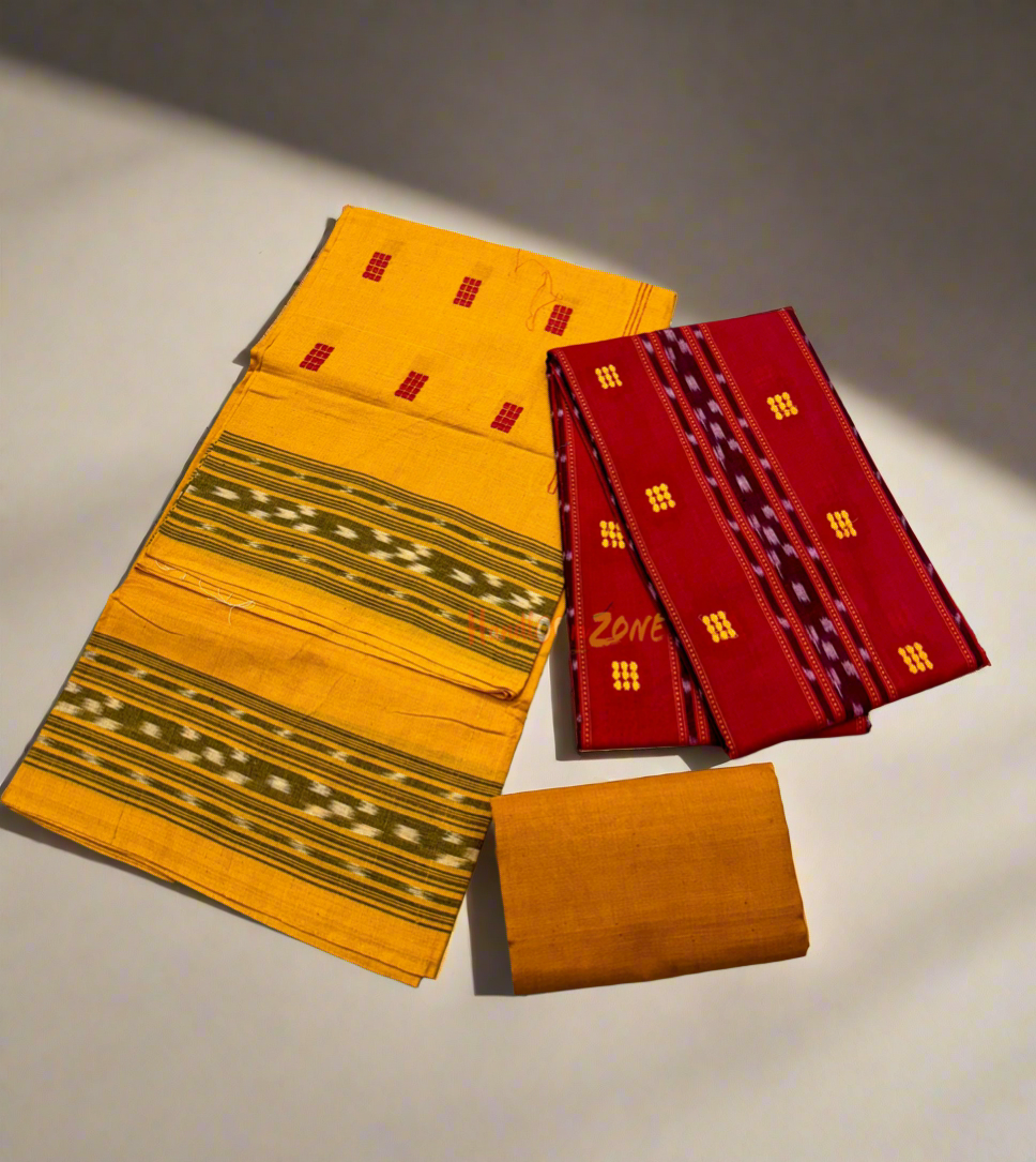 Yellow with red ikat shalwar suit set