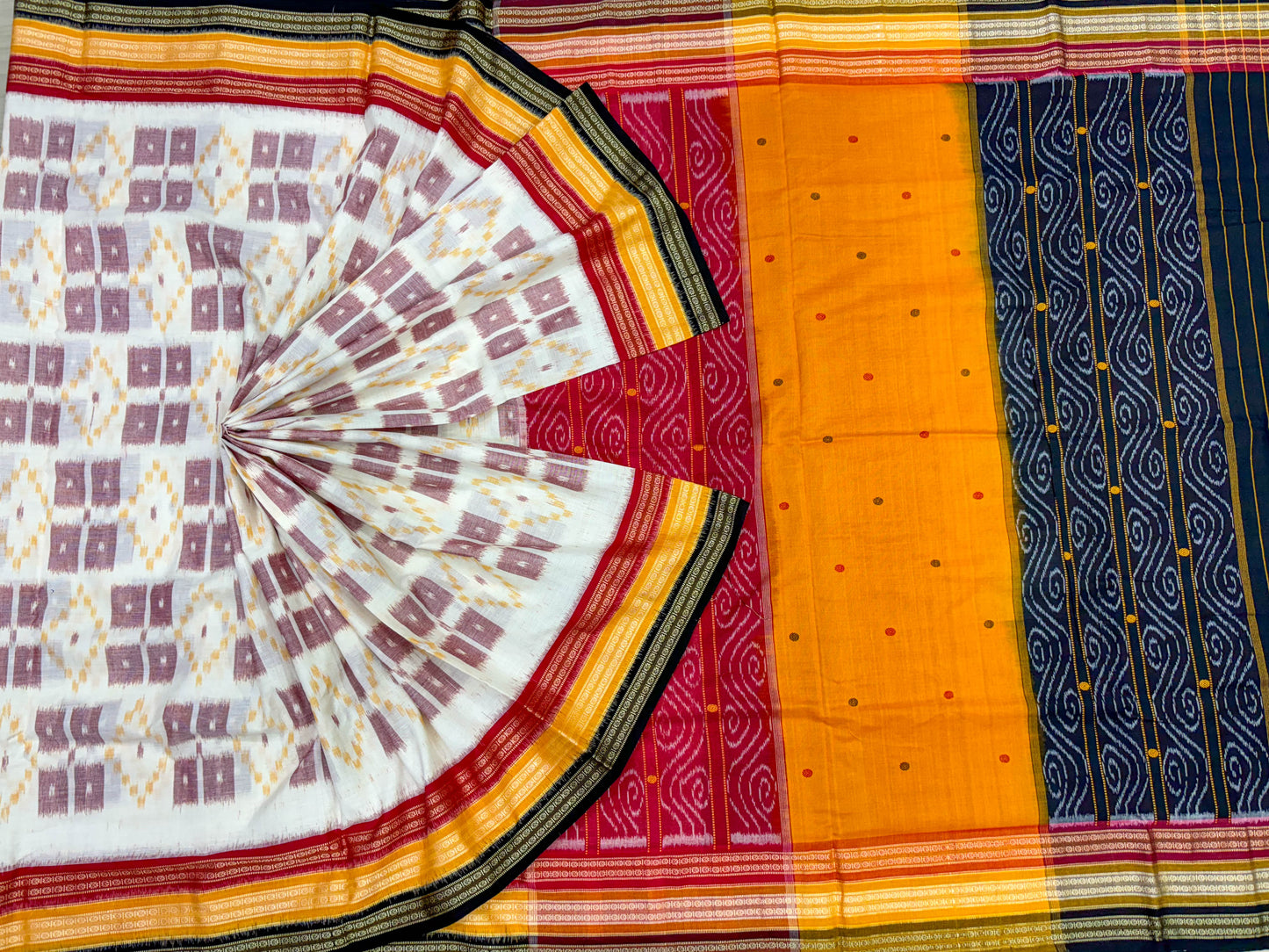 Contemporary kathifera khandua cotton saree