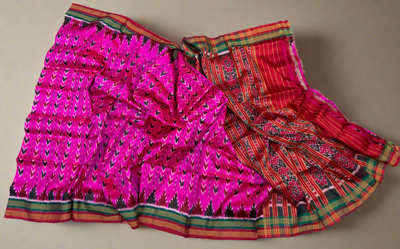 Multiple temple border khandua silk saree