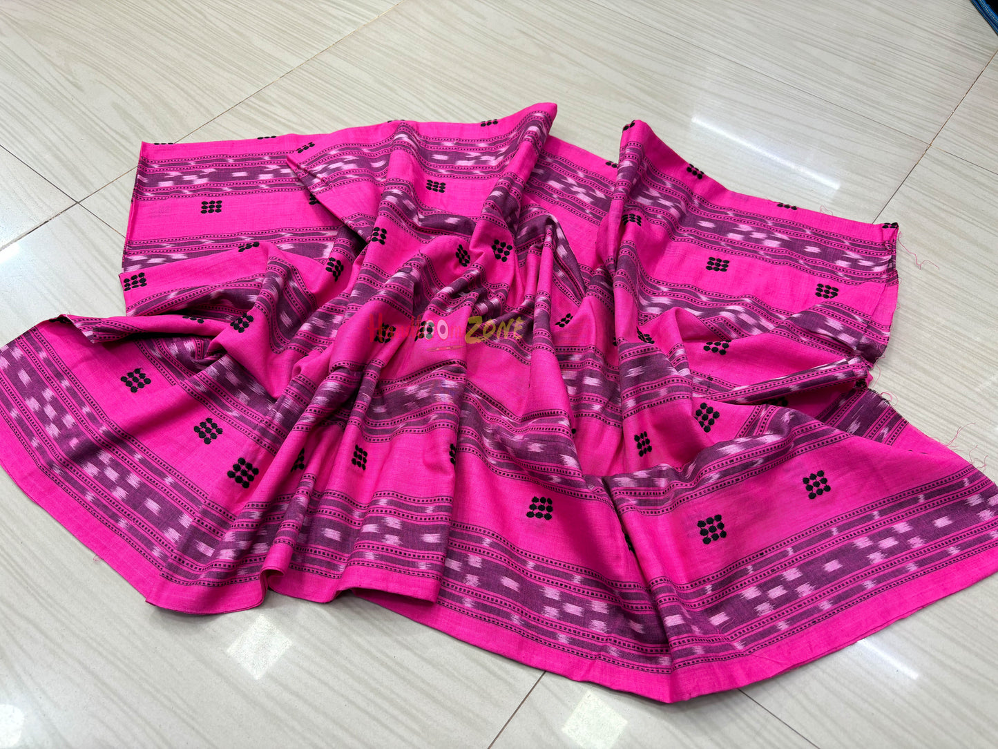 Pink with black ikat shalwar suit set