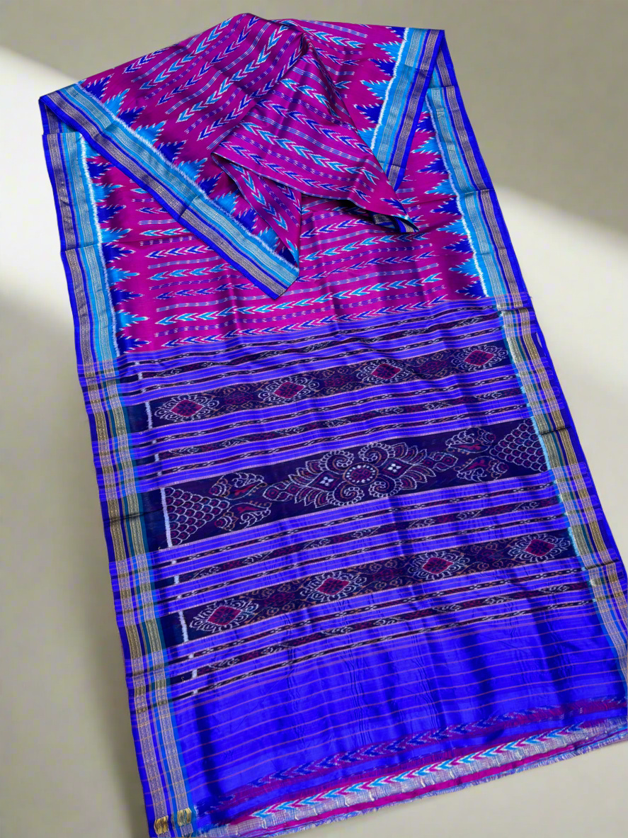 Exclusive multiple temple border khandua silk saree