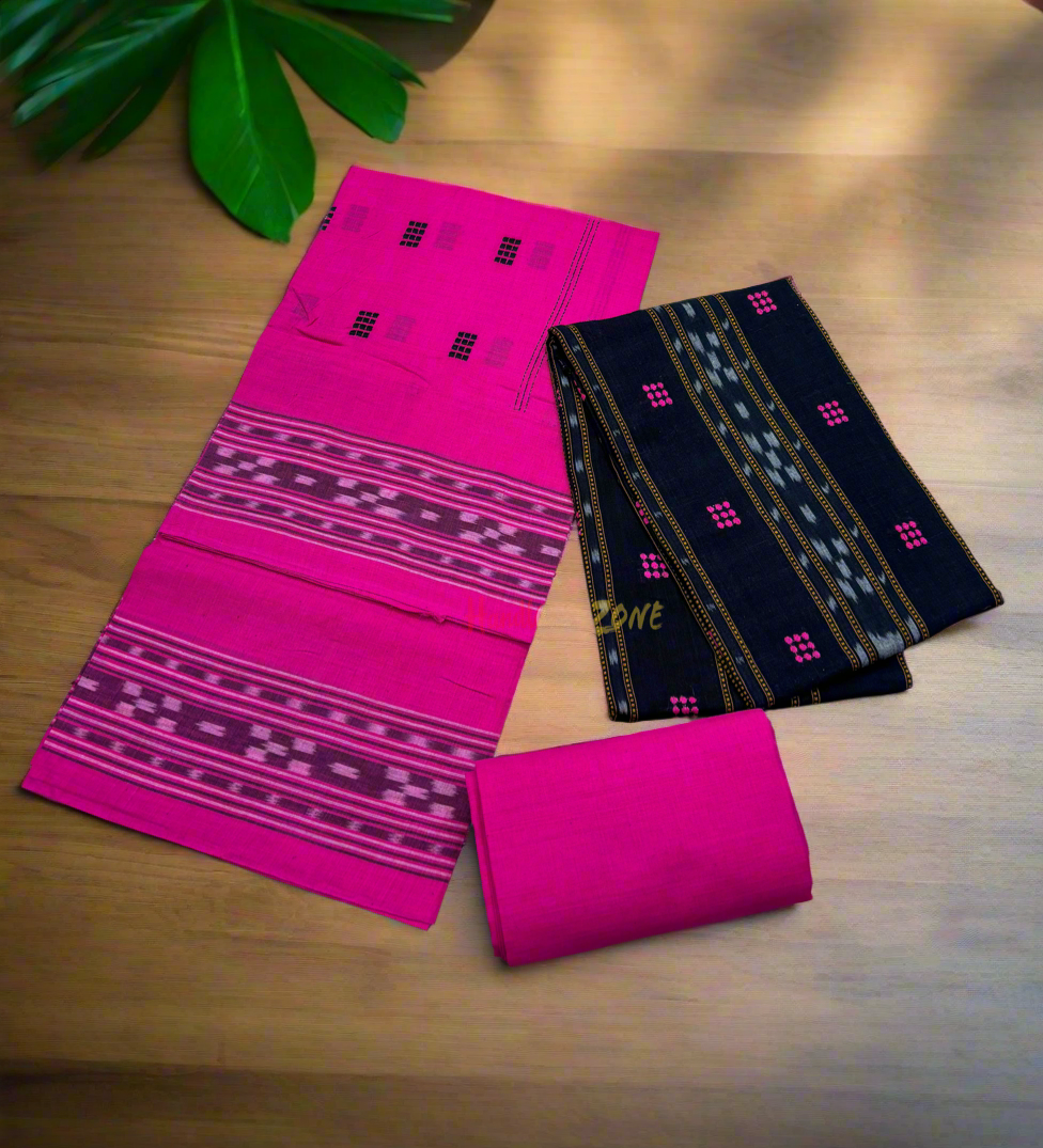Black with pink ikat shalwar suit set
