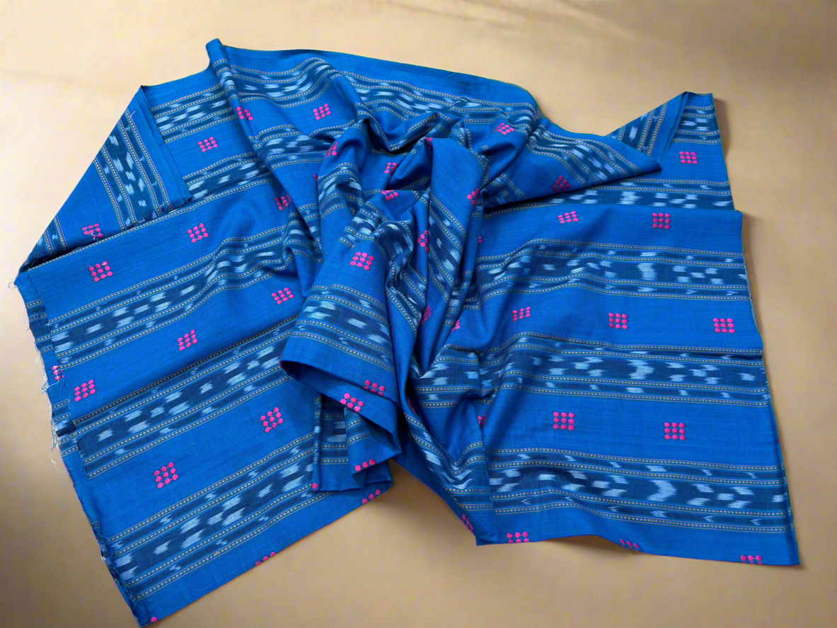 Pink with sky blue ikat shalwar suit set
