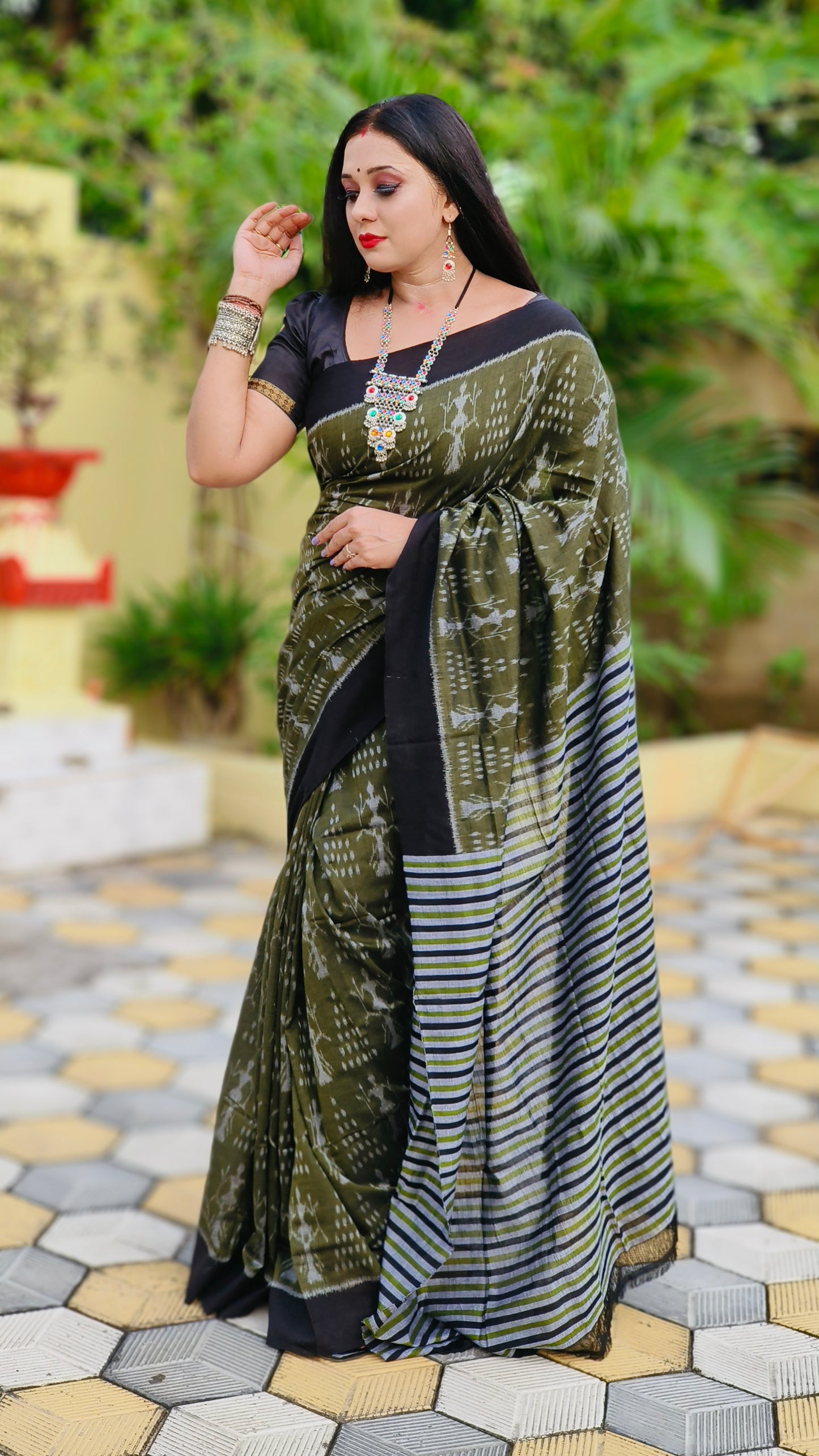 Special chita with tribal cotton saree