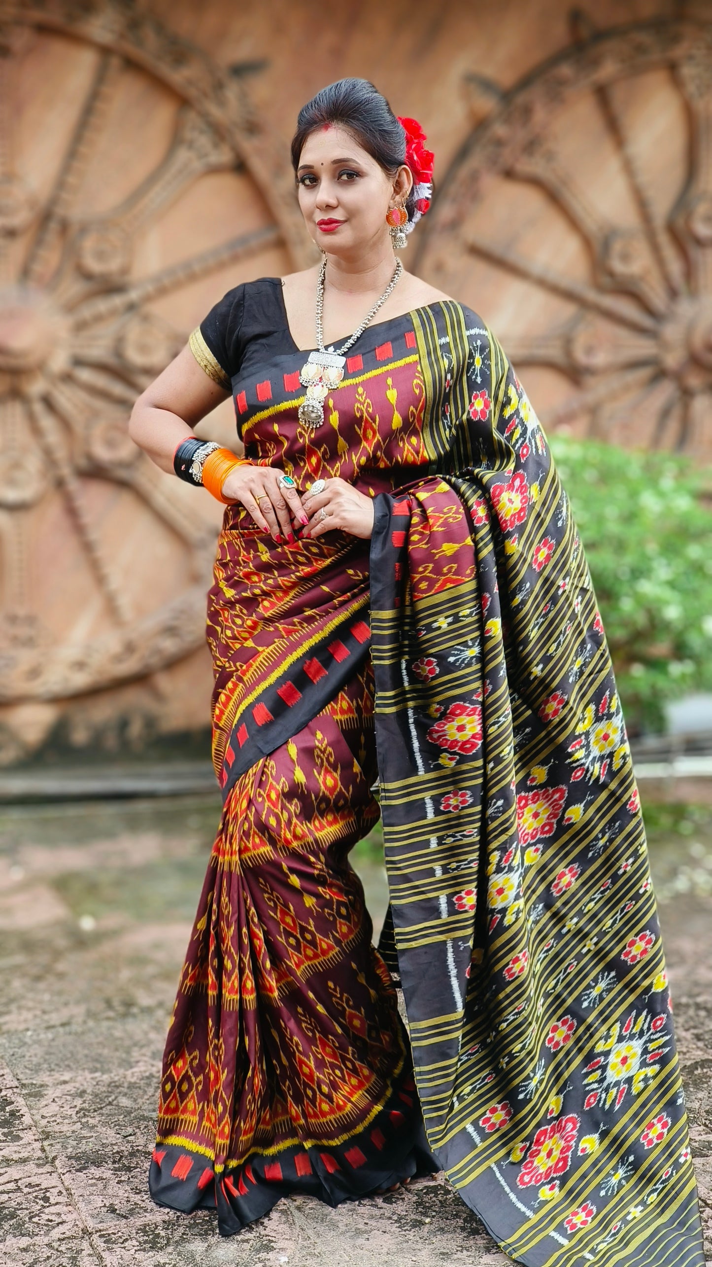 Exclusive contemporary khandua silk saree