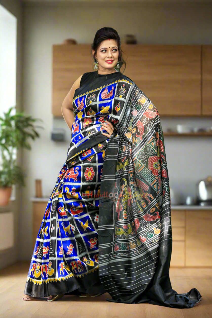 Contemporary nabakothi khandua silk saree