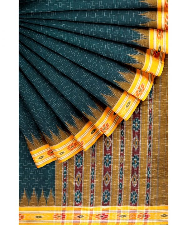 Green with yellow jharana cotton saree