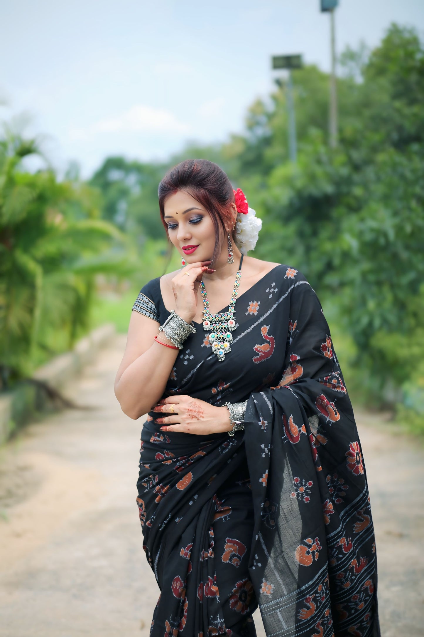 Contemporary khandua nabarangi cotton saree