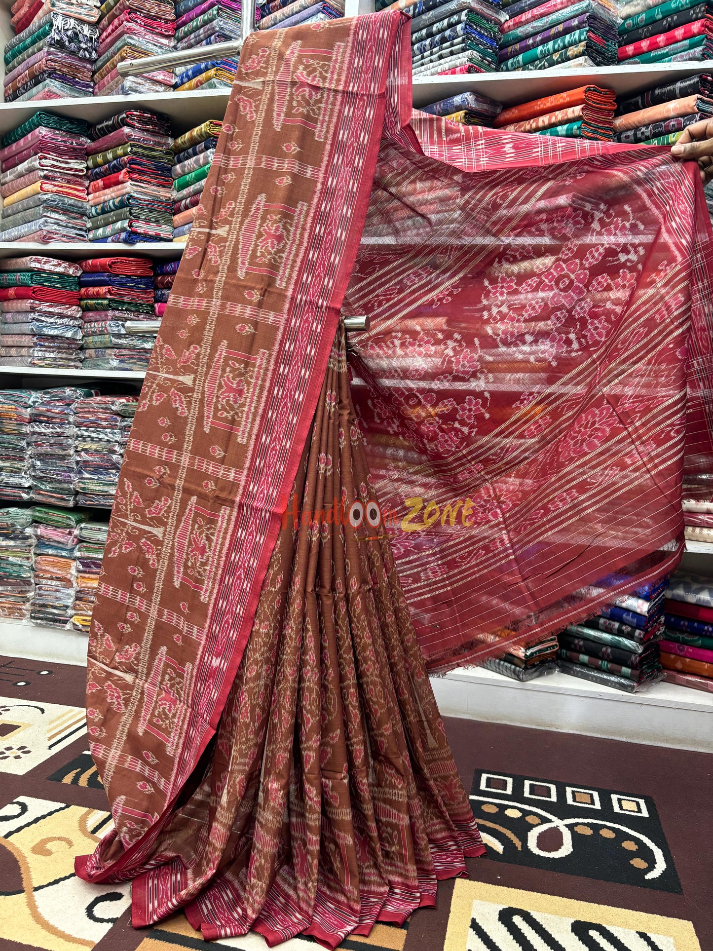 Exclusive flower tree motif khandua cotton saree
