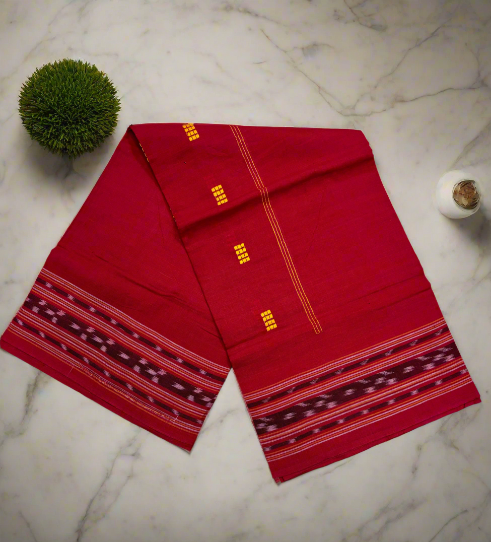 Yellow with red ikat shalwar suit set