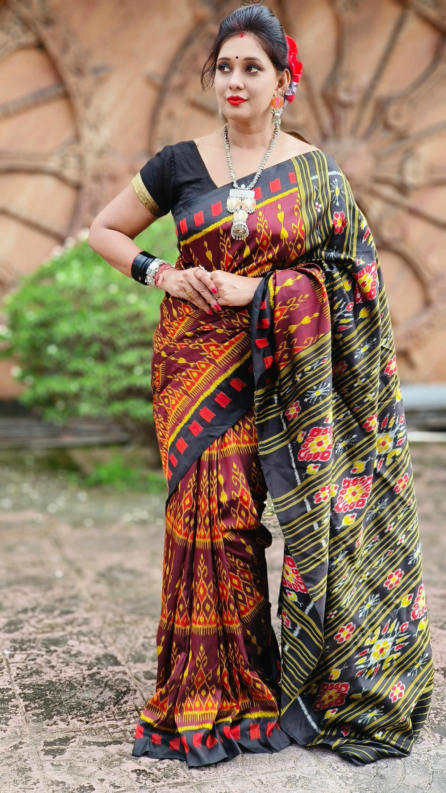 Exclusive contemporary khandua silk saree