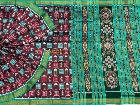 Contemporary tribal checks khandua pure silk saree