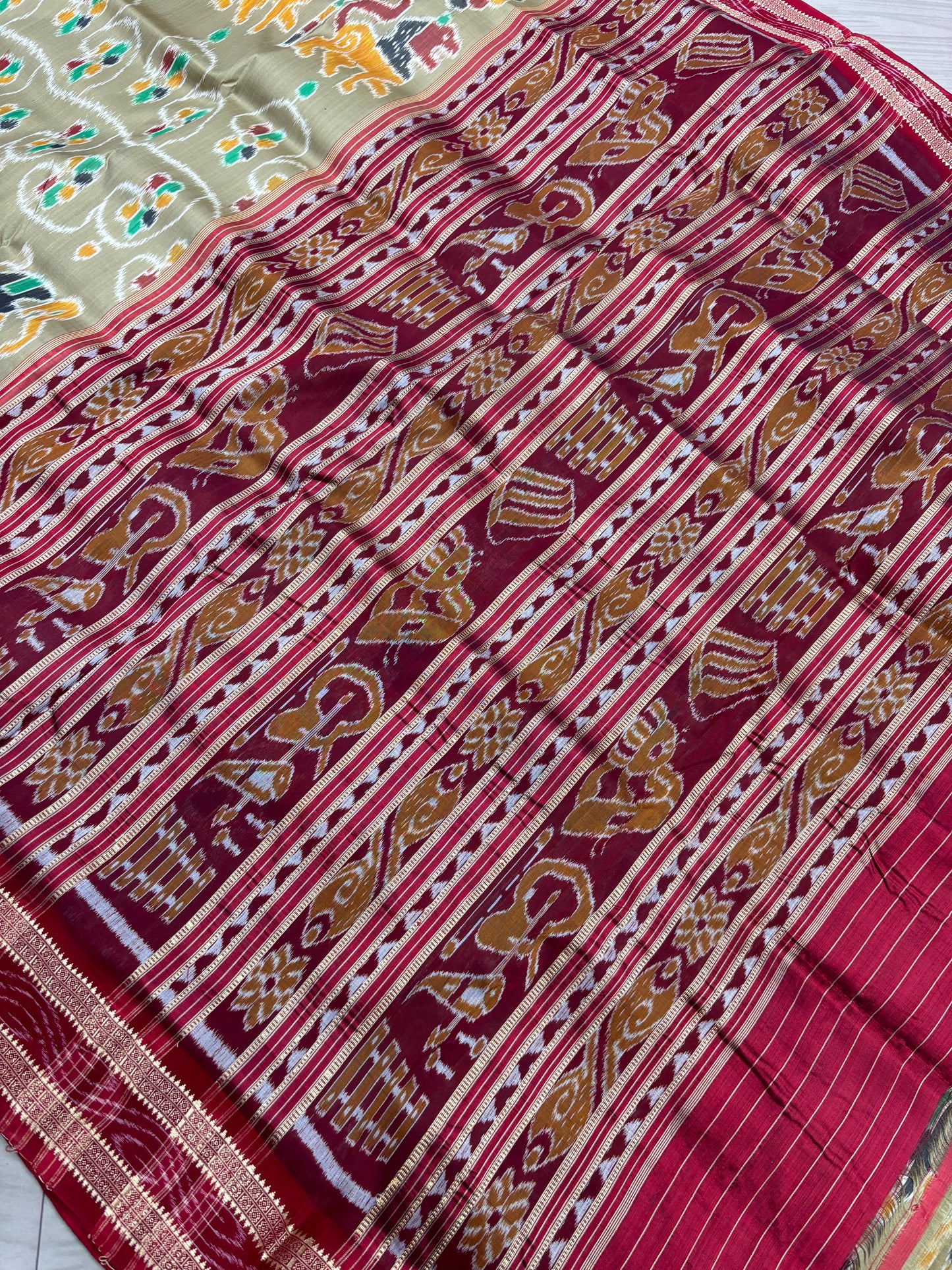 Elephant with lions khandua silk saree