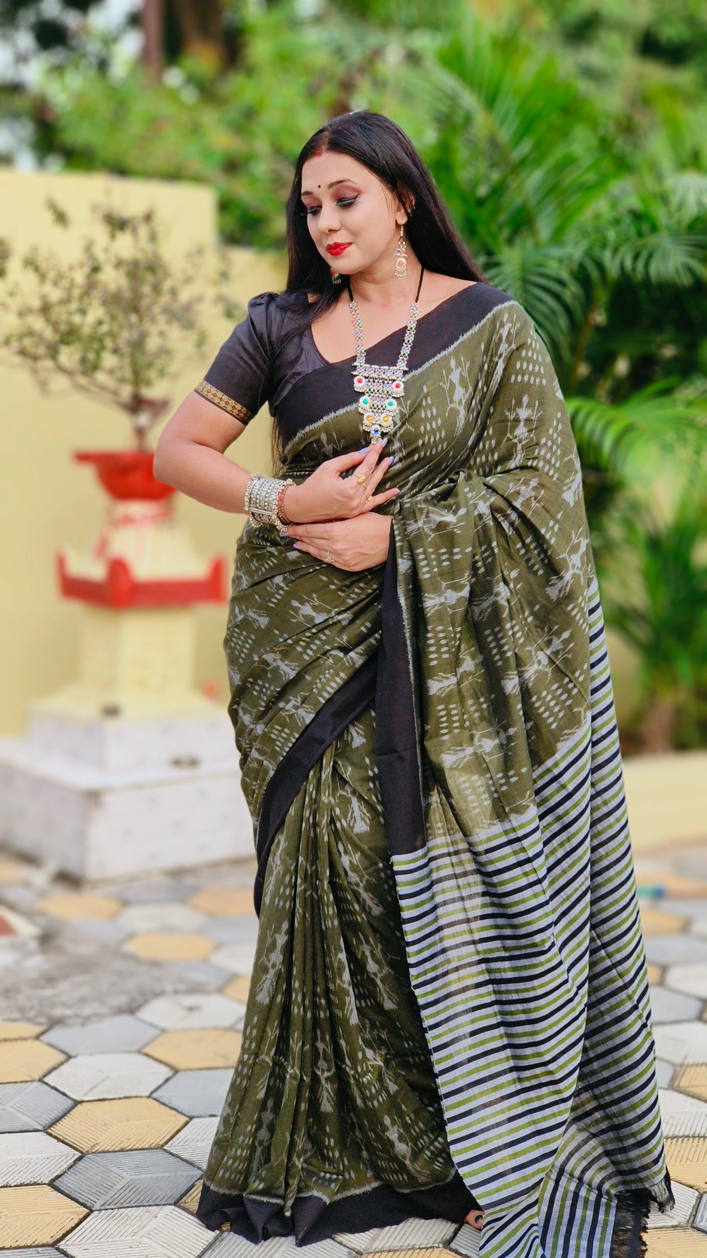 Special chita with tribal cotton saree