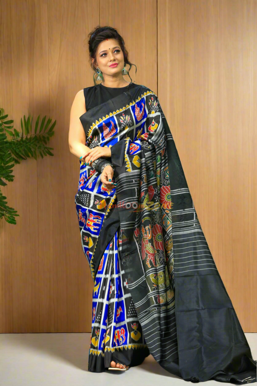 Contemporary nabakothi khandua silk saree