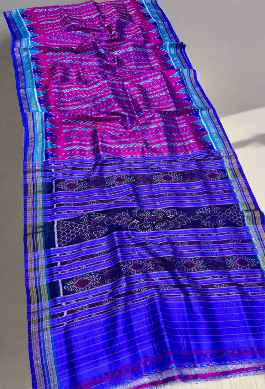 Exclusive multiple temple border khandua silk saree