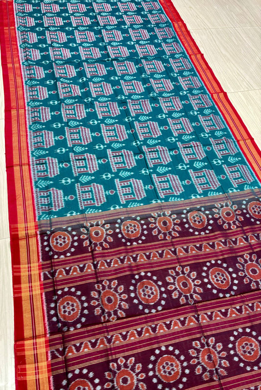 Green body temple cotton saree