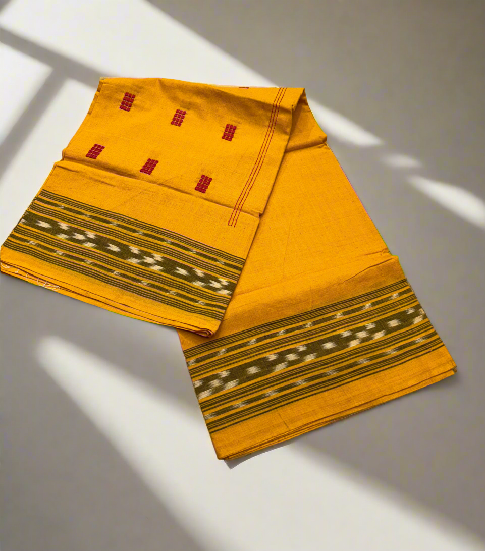 Yellow with red ikat shalwar suit set