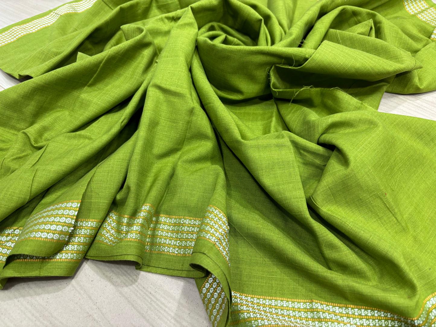 SAMBALPURI COTTON BLOUSE PIECE , MEHENDI COLOUR, (1 MTR.)