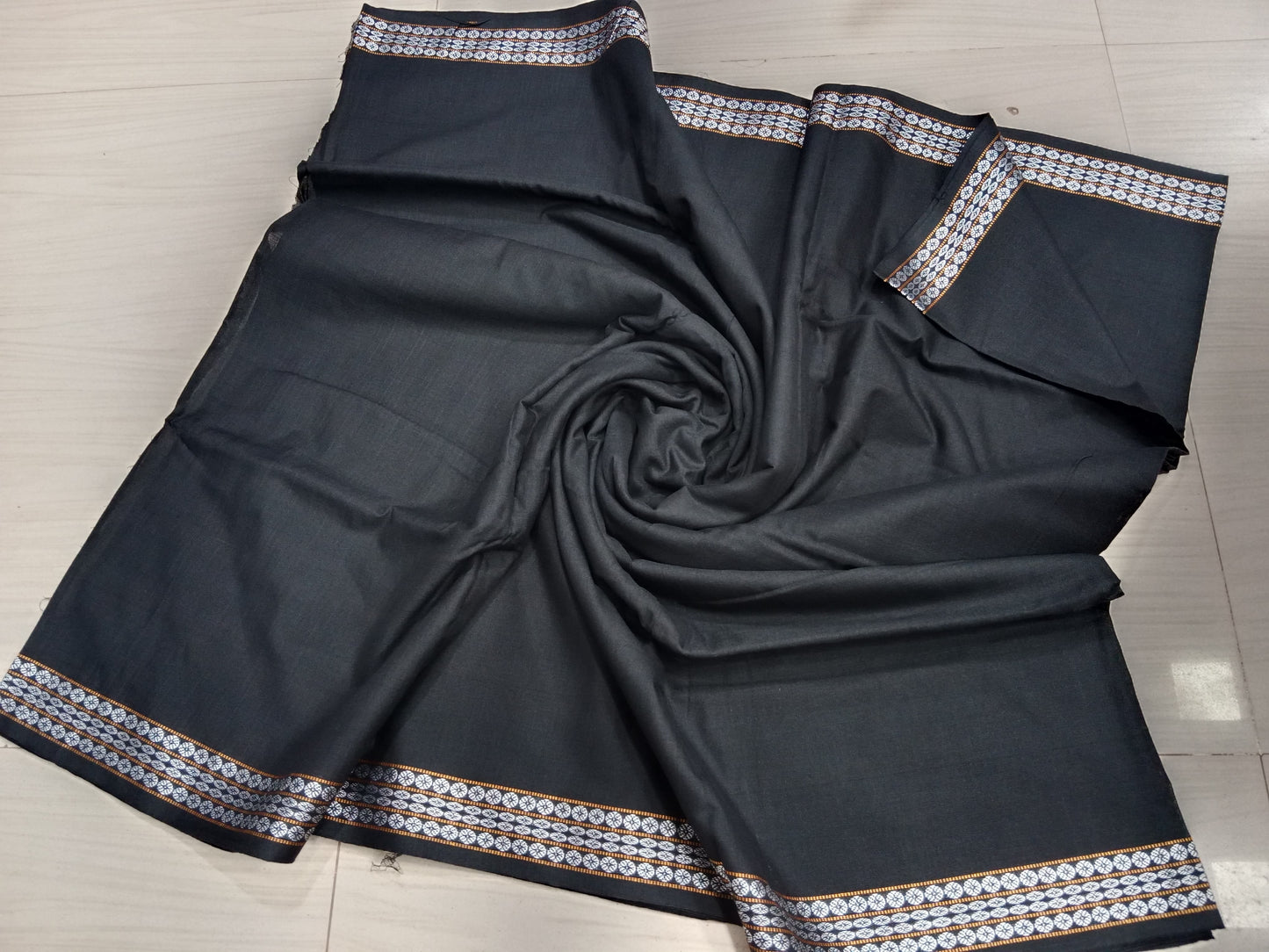 SAMBALPURI COTTON BLOUSE PIECE , BLACK COLOUR, (1 MTR.)