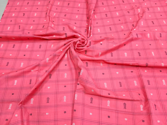 Pink fish 🐟 buti ikat fabric