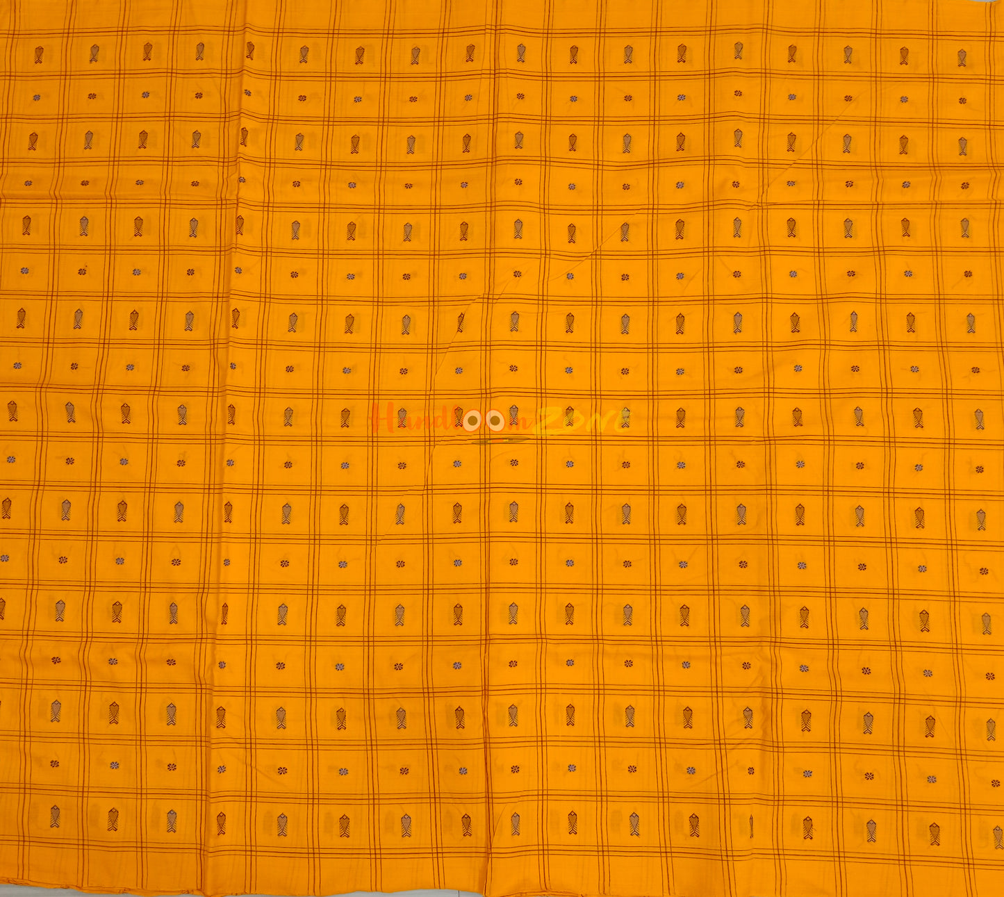 Yellow` fish ππ buti ikat fabric