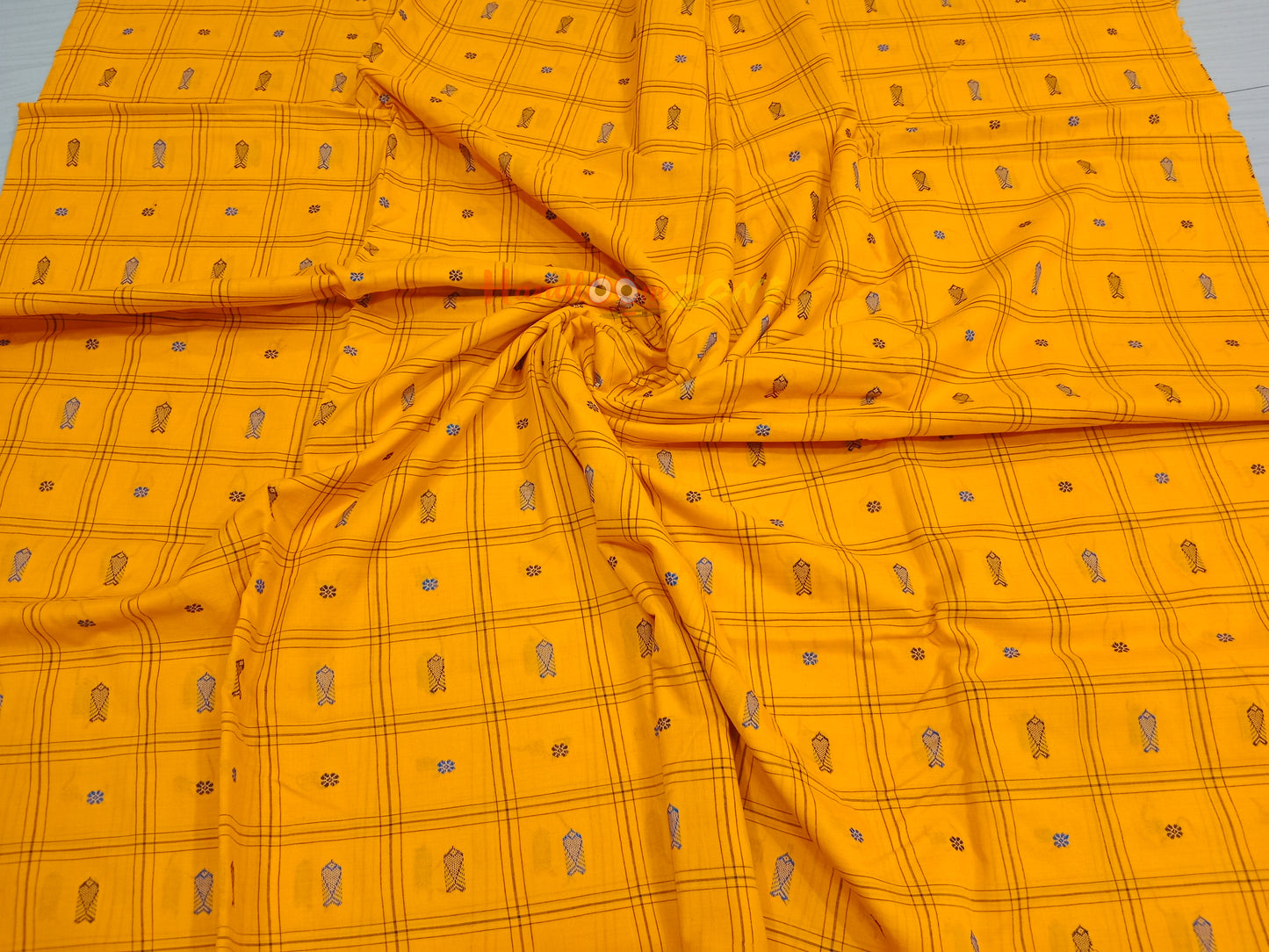 Yellow` fish ππ buti ikat fabric