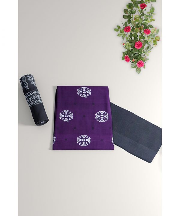Electric Indigo Nuapatna Bomkai cotton Dress material