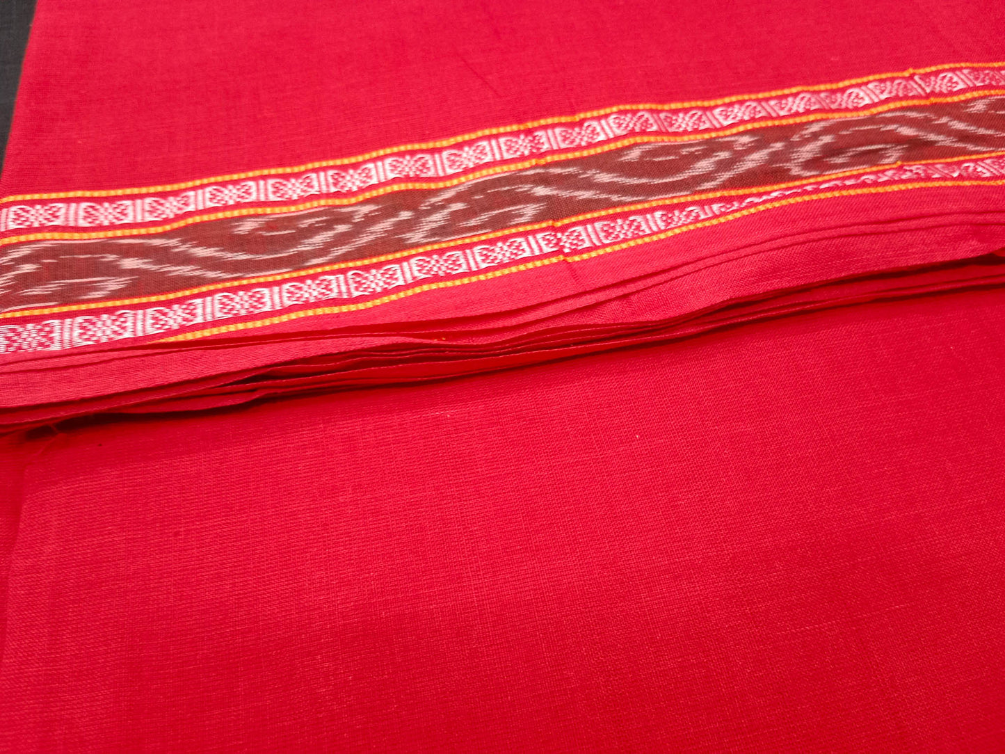SAMBALPURI COTTON BLOUSE PIECE , RED COLOUR, (1 MTR.)