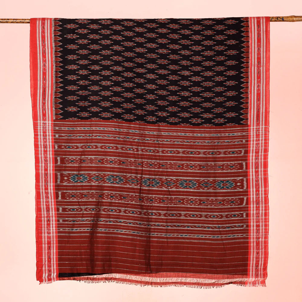 BLACK RED BODY WORK COTTON SAREE