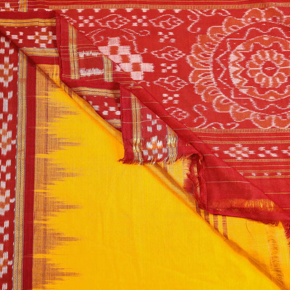 YELLOW RED BORDER PASAPALI COTTON SAREE