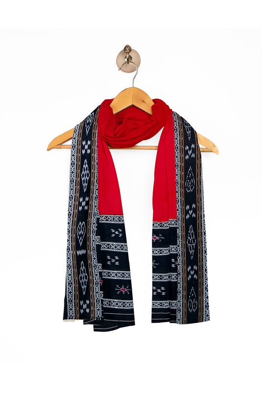 BLACK WITH RED IKAT DRESS SET