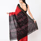 Red with black cotton saree