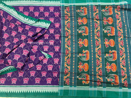Exclusive body lotus with small temple cotton saree