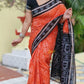 Orange with black border pasapali cotton saree