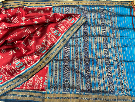 Laxmi pada with chita khandua silk saree