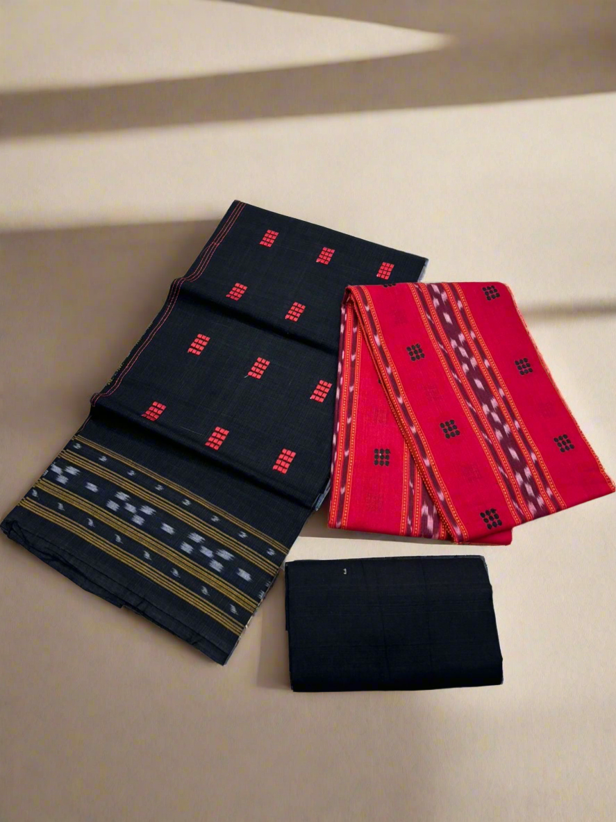 Red with black ikat shalwar suit set