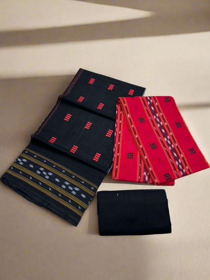Red with black ikat shalwar suit set